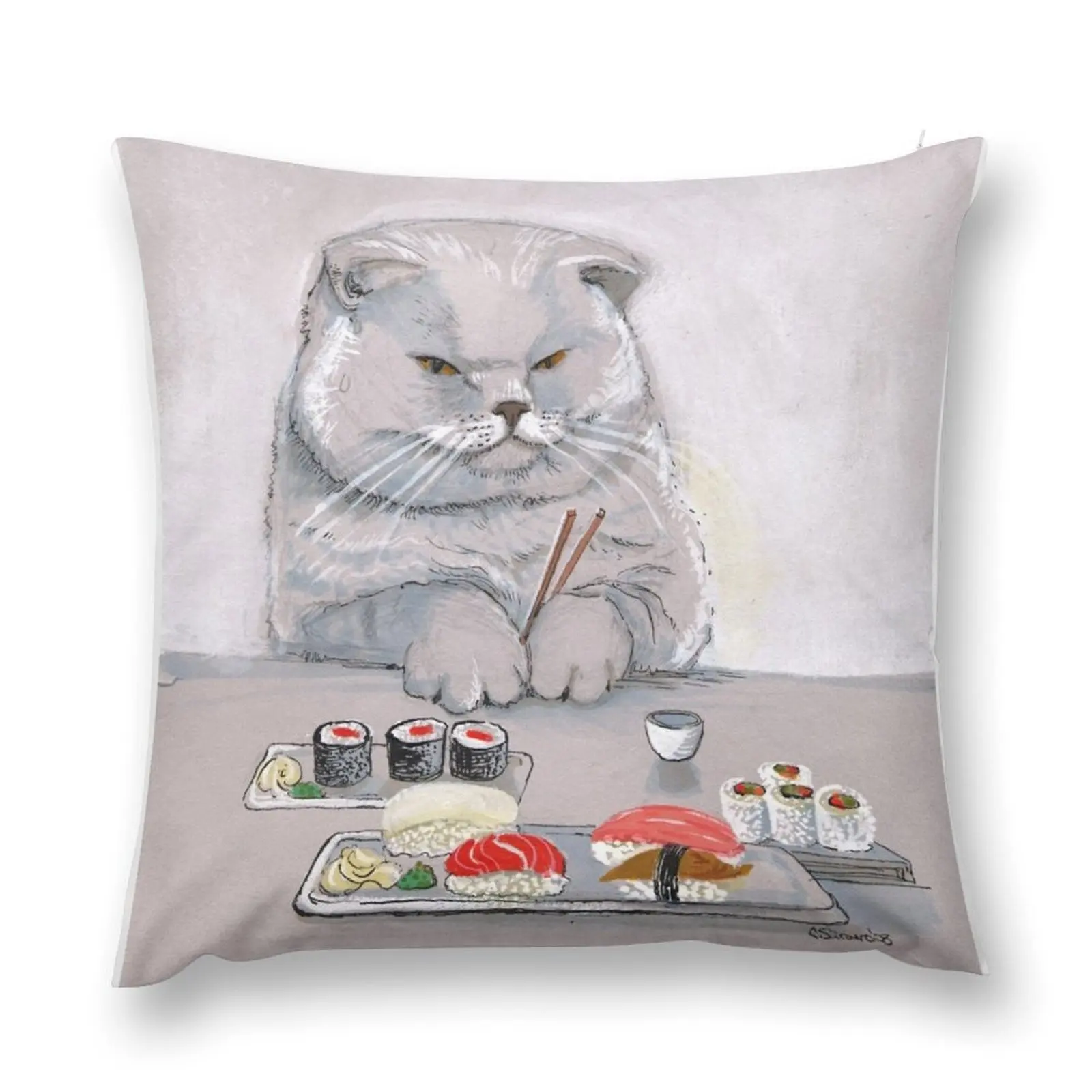 

Sushi Cat 2008 Illustration Throw Pillow Cushion Cover pillow pillowcase pillow