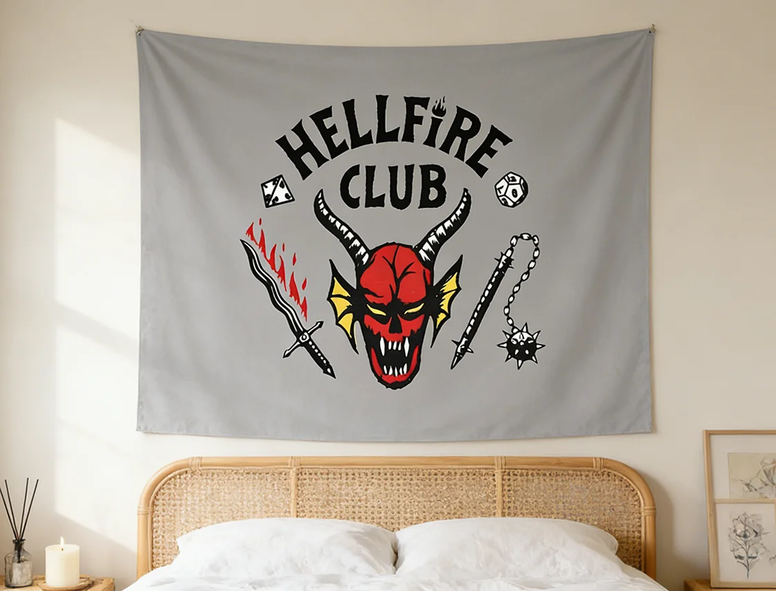 Tapiz gótico de terror del club Hellfire, decoración de pared para el hogar, dormitorio y sala de estar