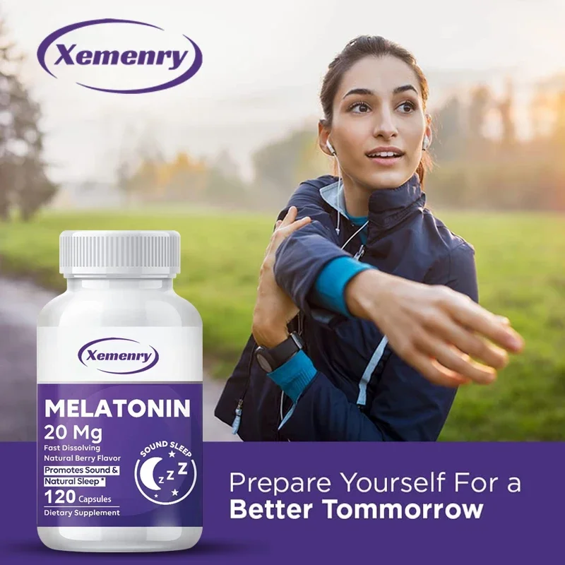 Melatonin Capsules 20mg - Supports Relaxation, Stress, and Healthy Sleep, Non-GMO