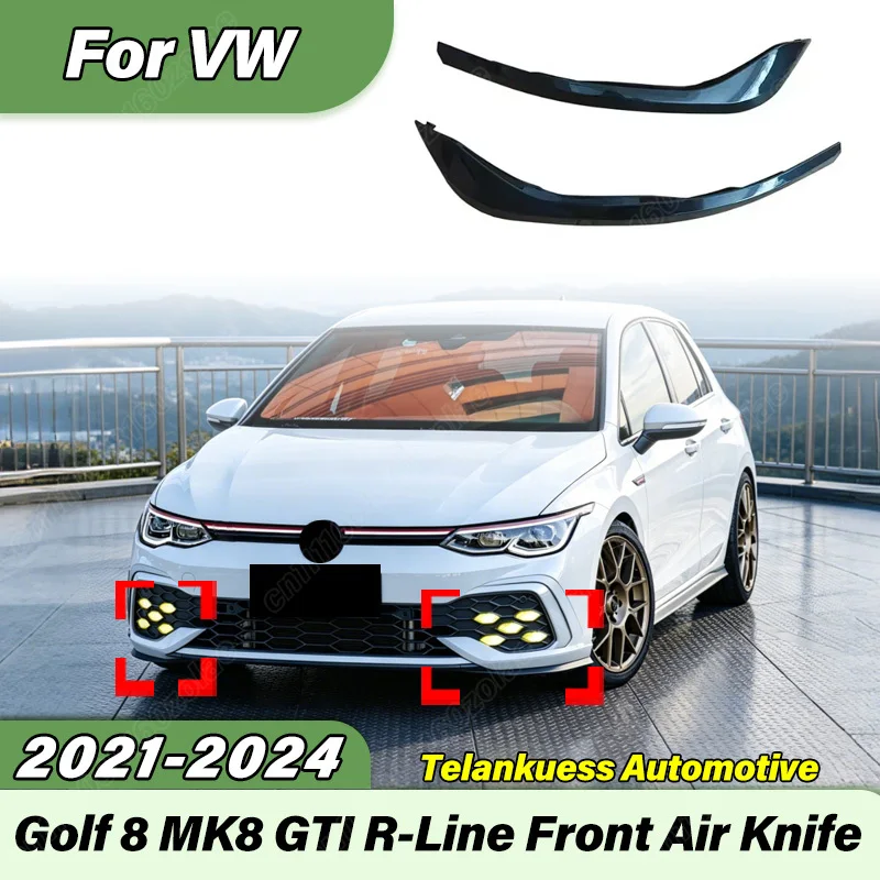

Для Volkswagen Golf 8 MK8 GTI R-Line 2021 2022 2023 2024: Комплект для модификации кузова — передний бампер в стиле Fang с воздуховодами