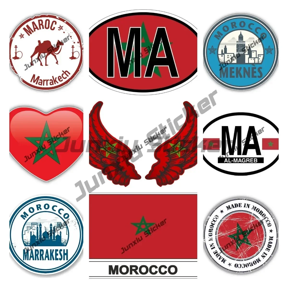 Morocco Flag Sticker Western Africa Maroc African Moroccan City Tourism Stamps Decals Motorsport Racing Decoration Accesorios