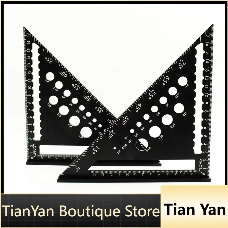 EE1 for Aluminum Alloy Two Rows of Hole Woodworking Measuring Ruler Triangle Angle Rafter Square