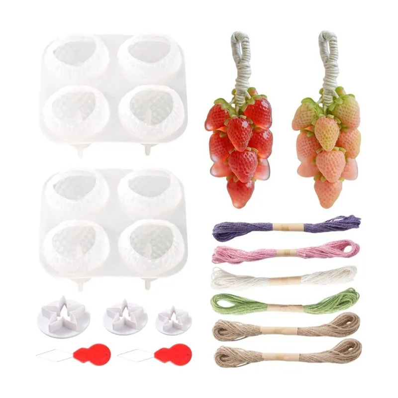 ABYN-DIY Handcrafted Silicone Strawberry Soap Mold Set-Soap Making Tools For Home& Garden