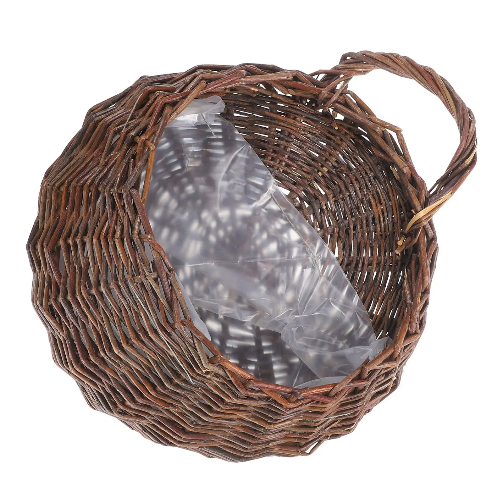 

Handwoven Willow Flowerpot Basket Natural Finish Durable Multipurpose Hanging Storage Organizer Wicker Woven Basket