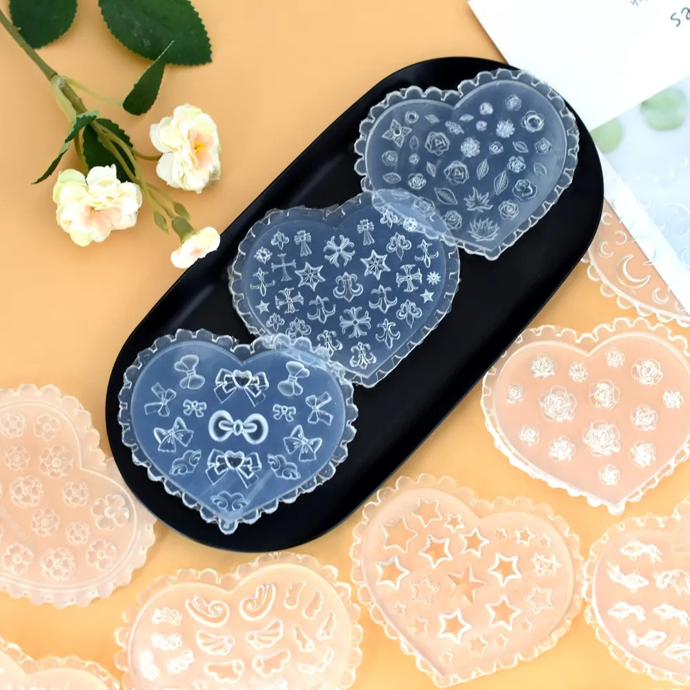 SNASAN Flügel Schleife Blumen Mond Stern Silikonform für Schönheit Nail Art DIY handgemachtes Werkzeug kleine Perlen Polymer Clay Form – Detail 6