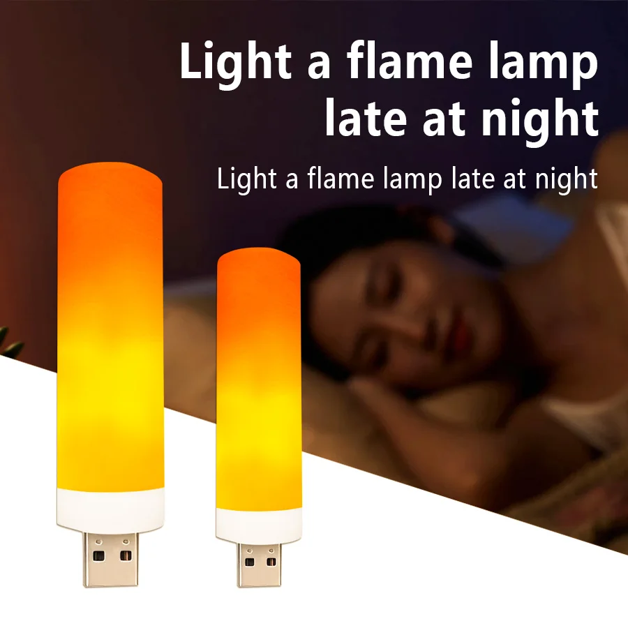 

USB Plug in LED Night Light Flame Lamp Dynamic Flame Effect Candle Lights Home Lighting Decor Holiday Party Decor Night Lamp