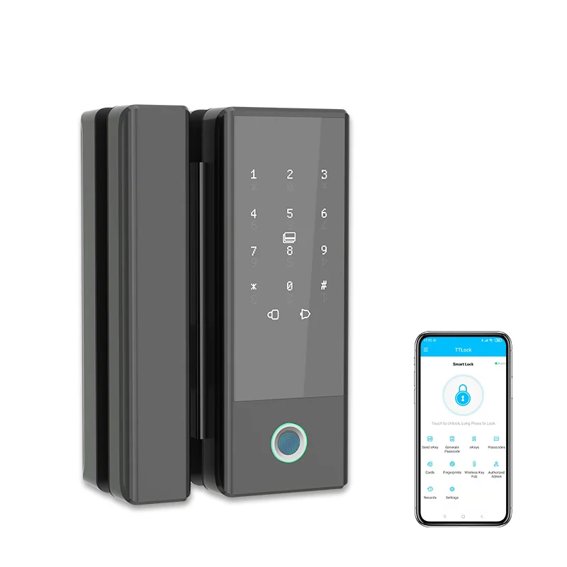 

Electronic Keyless Password+fingerprint+card Glass Door Fingerprint Padlock with Remote Wireless Door Lock Control Lock