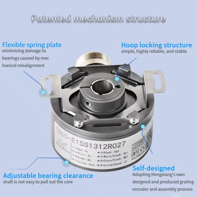GOOD Hengxiang K60 10-30 VDC Push-Pull Short-Circuit Proof 12 mm Blind Hollow Shaft Incremental Encoder Replaced for