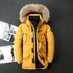 Mannen Winter Capuchon Bontkraag Lange Puffer Jassen Eend Down Jassen Hoge Kwaliteit Mannelijke Outdoor Winddichte Warme Casual Winter Parka 'S