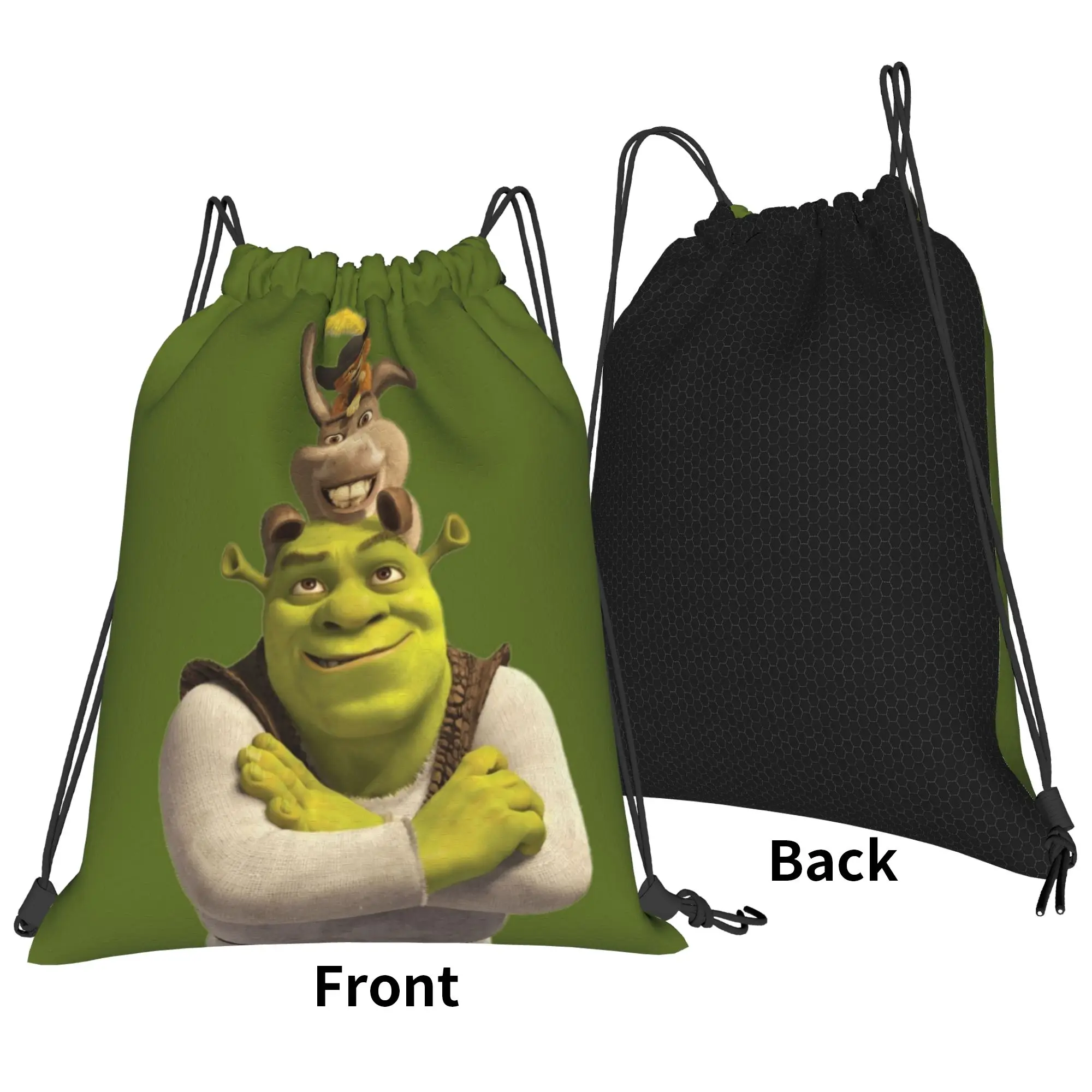 Shreks Green Backpack Drawstring Football Bags Gym Bag Water Resistant  String Sackpack for Running 36cm (W) x 43cm (H)