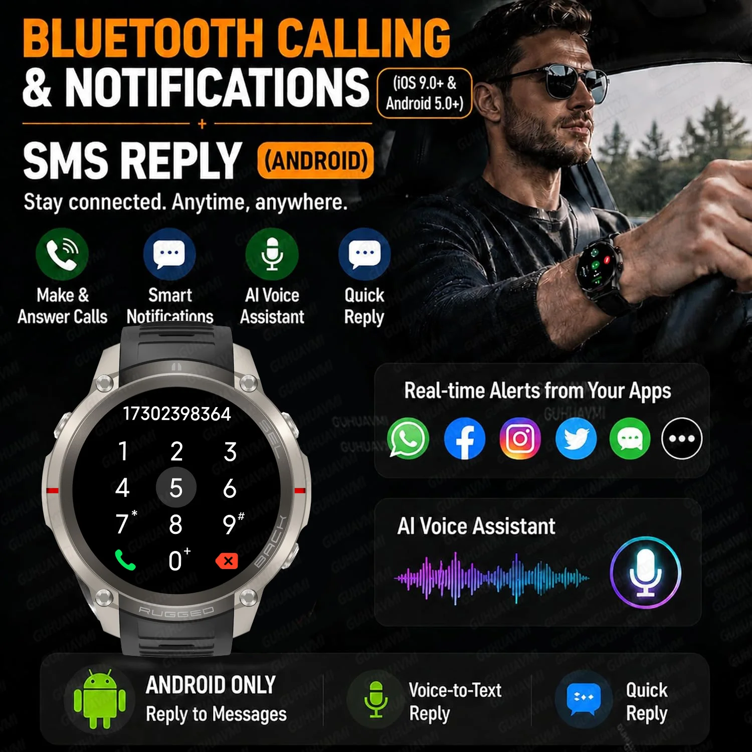 New Military Grade Sport Smart Watch Men GPS Offline Map 6 Star Position 170+Sport Mode Compass Waterproof Drop Resistance WatcH view 5