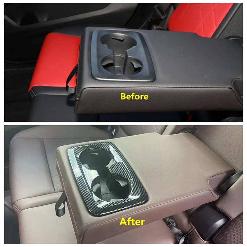 Rear Seat Water Cup Holder Cover Decoration Frame Trim For BMW X1 U11 2023 2024 Interior Parts Accessories ABS Carbon Fiber