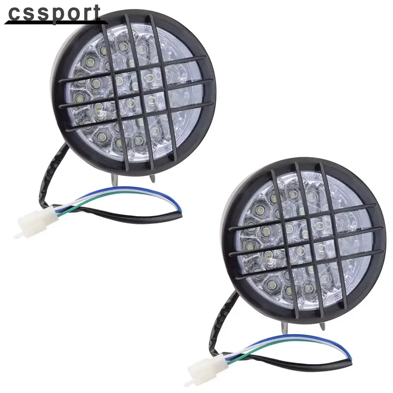 

2x LED Headlights for Yamaha Banshee 1987-2006 lens bulbs Grills Warrior 350