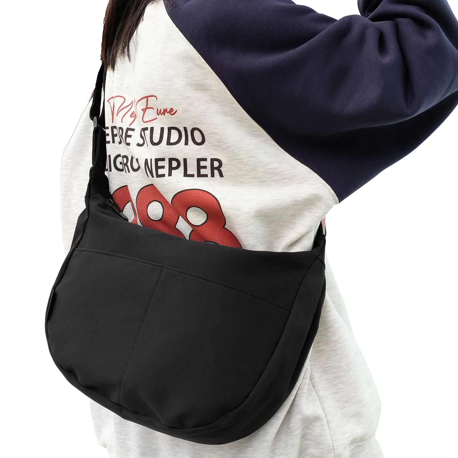 

Casual Nylon Hobo Crossbody Bag for Women Men Zipper Shoulder Bag Waterproof Lightweight Oxford Half Moon Bag Travel Daily Use