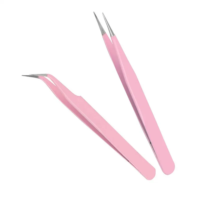 2 Pcs Wimpern Pinzette Edelstahl superharten Pinzette Hohe Präzision Anti-statische pinzette für Wimpern Extensions