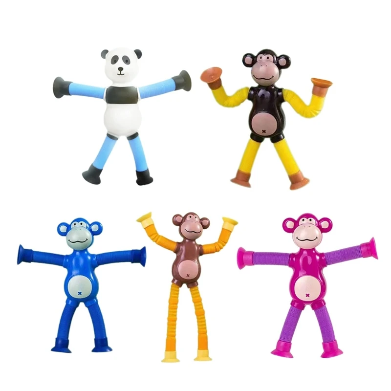 Glowing Child Suction Cup Toy Tubes Stress Relief Telescopic Monkey Fidgets Toy