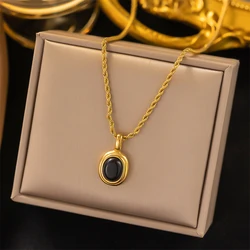 316L Stainless Steel Natural Seashells Ellipse Pendant Retro Fried Dough Twists Chain Ladies Necklace Fashion Exquisite Jewelry