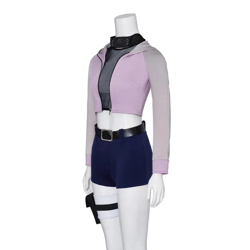 

aa69Hinata Hyuga Косплей Костюм Ниндзя Хьюга Хината Толстовка Сетчатая футболка Повязка на голову Аксессуары Комплект Фиолетовый Длинный Милый Парик Хэллоуин