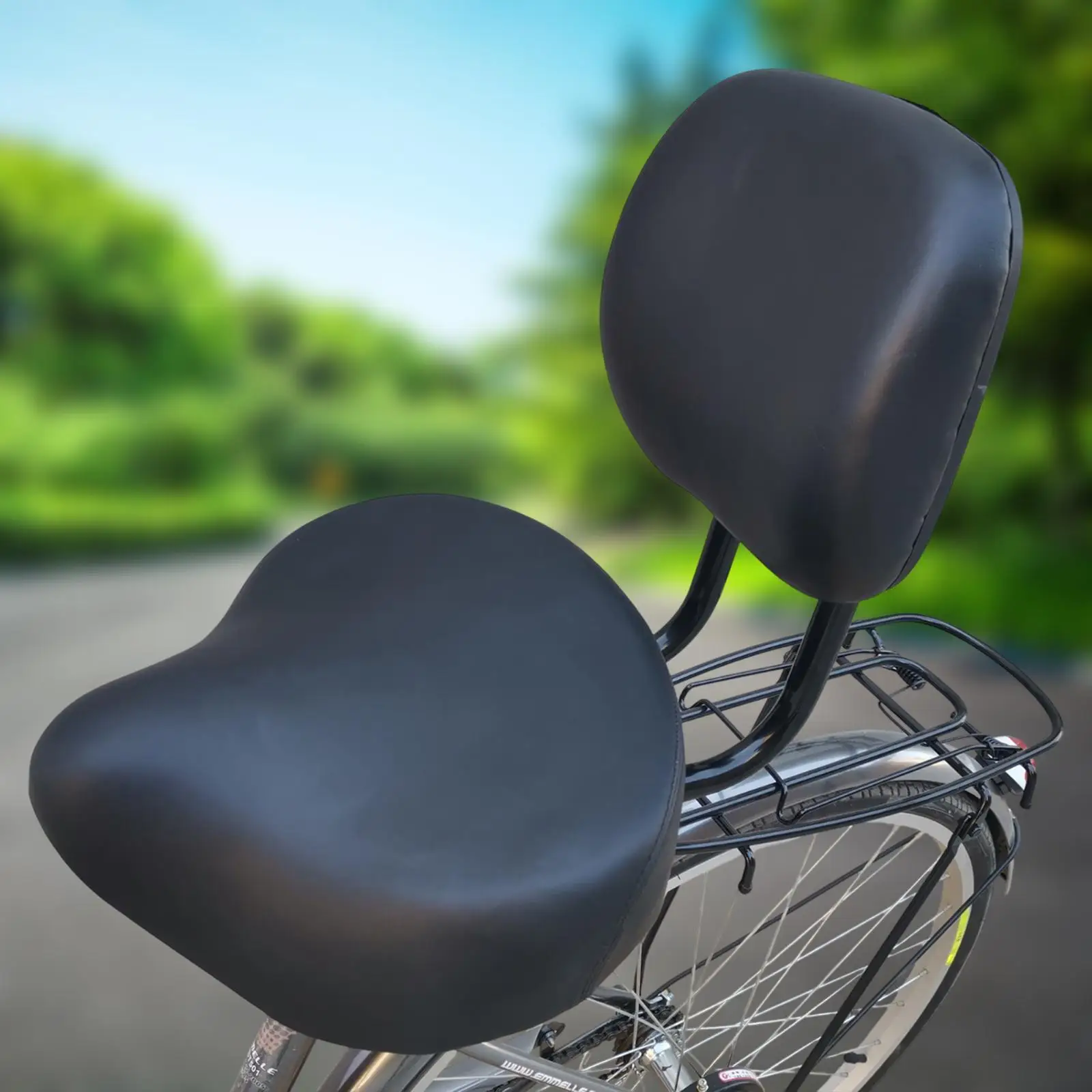 

PU Leather Bike Seat with Backrest Soft Sponge Wide Saddle Adjustable Height for Racing Road Mountain Electric Bicycle Accessory