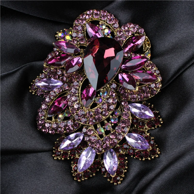 Exquisite Popular Fine Jewelry High-end Luxury Banquet Accessories Exaggerated Bling Zircon Flowers Brooch Pin Corsage