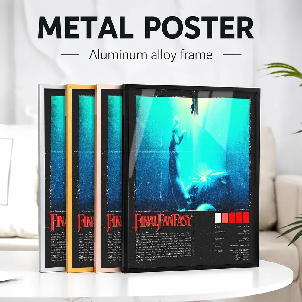 Final Fantasy Framed Metal Print Customized Photo Enchanting Graphic Style Wall Art For Living Room And Bedroom Collector Gift