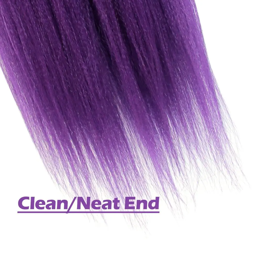 Purple Braiding Hair 14 Inch Short Pre Stretched Hair Straight Yaki Texture Synthetic Hair Extensions Softness,