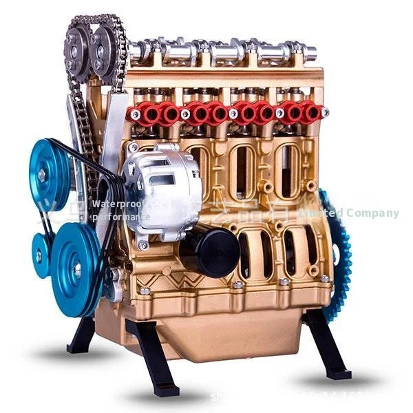 Artistic Chinese-style resin tabletop ornament featuring intricate four-cylinder or eight-cylinder engine design in elegant beig