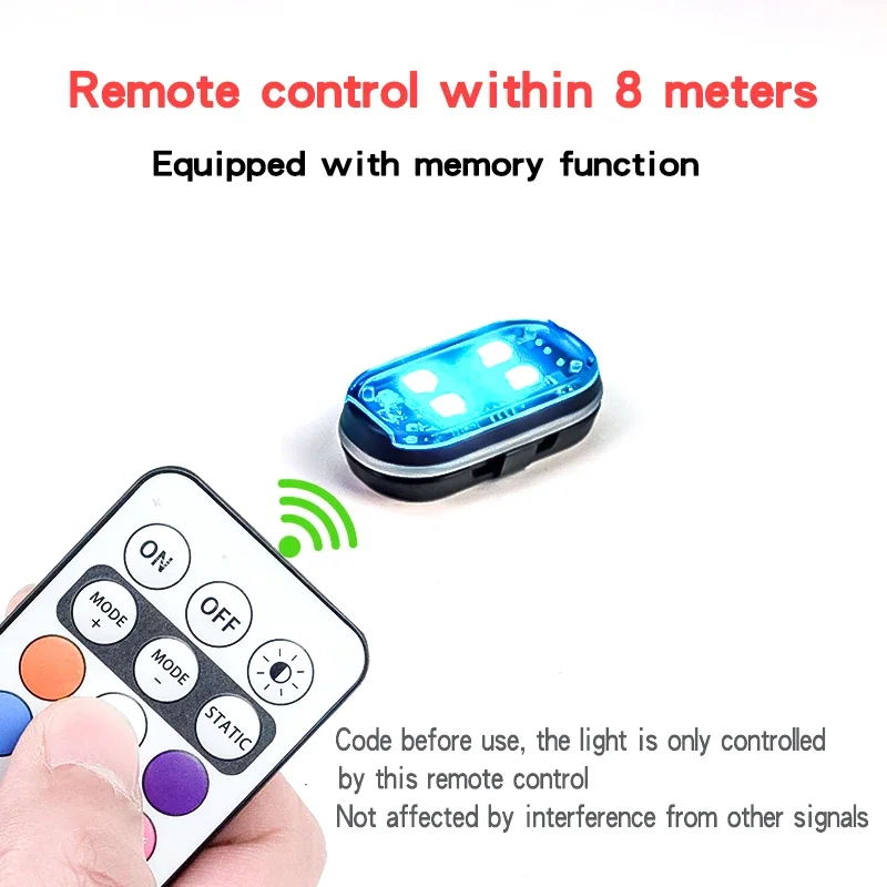 2/4/6pcs Wireless Remote Control LED Strobe Light for Car Auto Motorcycle Bike Drone Scooter Anti-collision Warning Lamp Flash