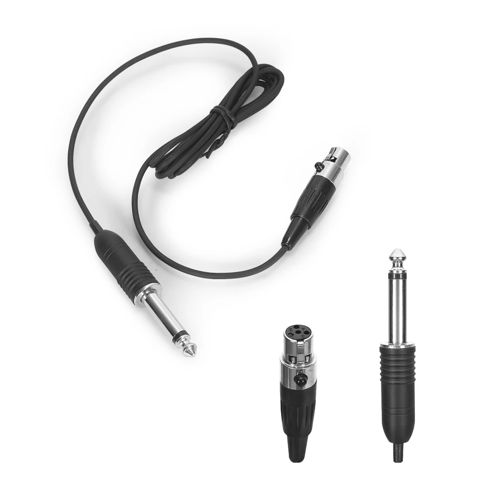 Iiimymic guitarra baixo instrumento cabo de música mini 4pin xlr ta4f para 1/4 6.5mm 6.35mm para shure corpo pacote transmissor