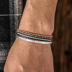 Retro Silver 925 Plated Adjustable Bracelets Men Women Tibetan Colorful Handmake Knot Rope Fashion Tassel Jewelry 3Pcs/ Set
