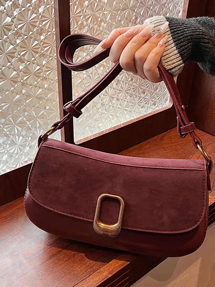 Spring Frosted Flap Square Shoulder Bags Women Fashion PU Leather Underarm Bag 2025 Trendy Lady Commuter Handbags