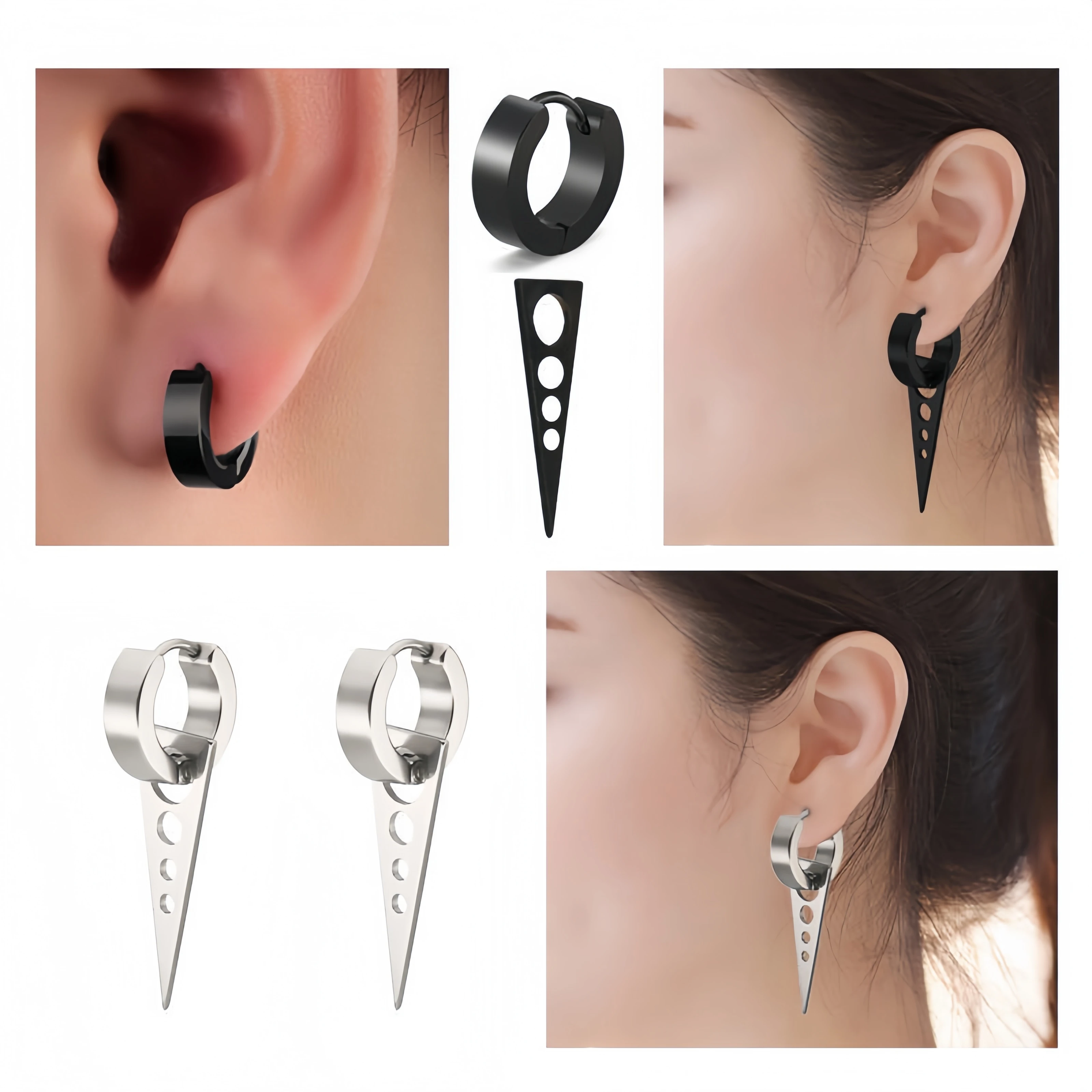 1-10 زوج الشرير غير عادية الأسود الحد الأدنى الفولاذ المقاوم للصدأ هوب أقراط للرجل المرأة الحديثة هدية اليومية العصرية مجوهرات 2025 NewY2k #2