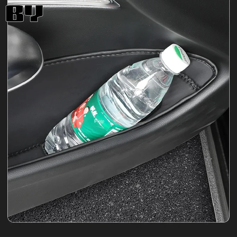 For Mercedes Benz E Class W214 2024 Car front Door Storage Box Pad Leather Anti-Dirty Door Slot Mat Car Interior Accessories