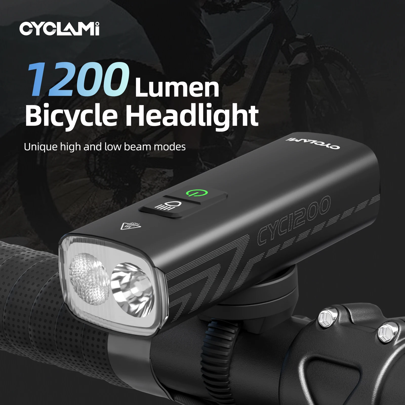 CYCLAMI 1200LM Bike Light 2500mAh High Brightness Bicycle Light Type-C Cycling Lamp Road MTB Safety Front Lights