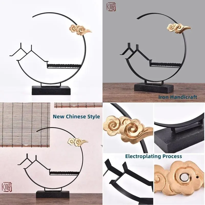New Chinese Home Decoration Metal Statue Simple Character Iron Craft Ornament