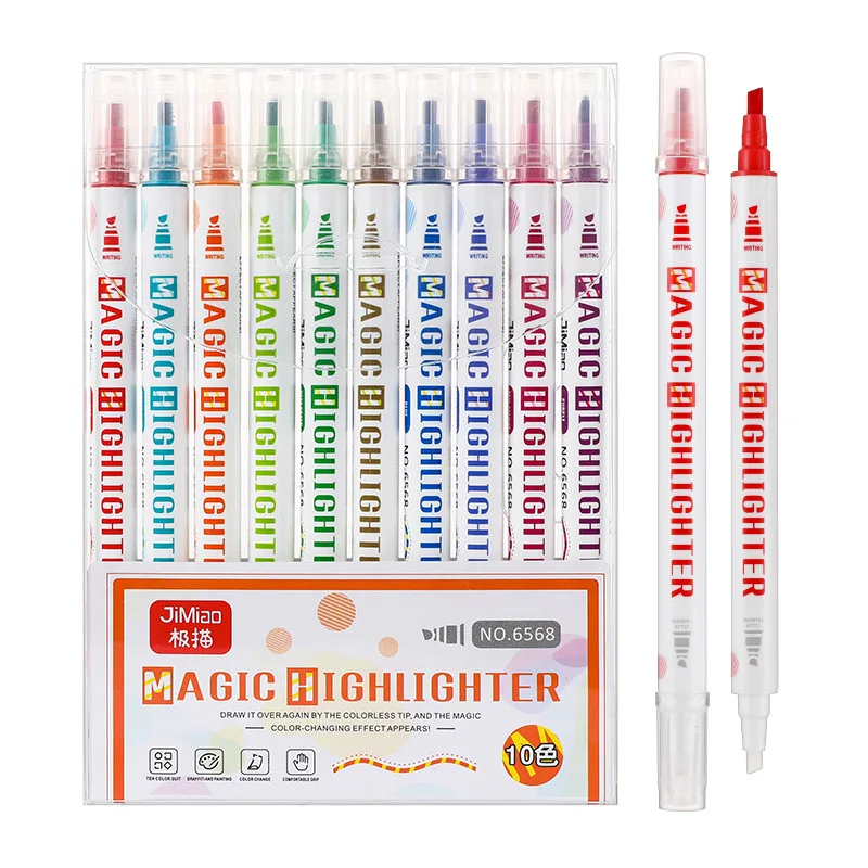 10 Colors Dual Tip Permanent Markers Set,Color-Changing Highlighters,Art Markers For Artists,Drawing And Study Supplies