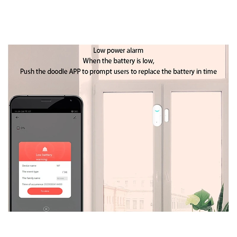 Smart WiFi Porta Detector Magnético, Porta e Janela Sensor, Interruptor Magnético, Sensor de Alarme Anti-Roubo