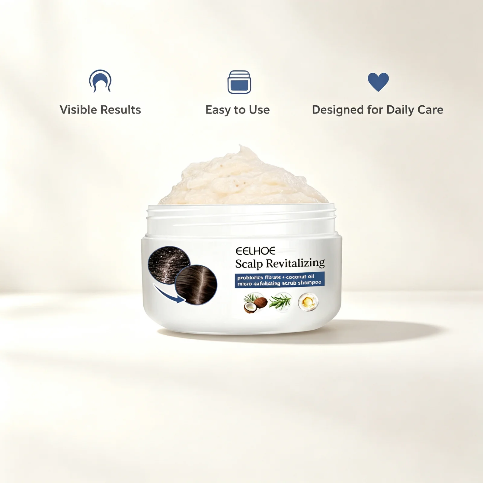 Scalp Exfoliating Scrub, Gentle Scalp Cleansing Care, Balance Oil, Remove Dandruff, Moisturize Dry Hair, Refreshing Treatment