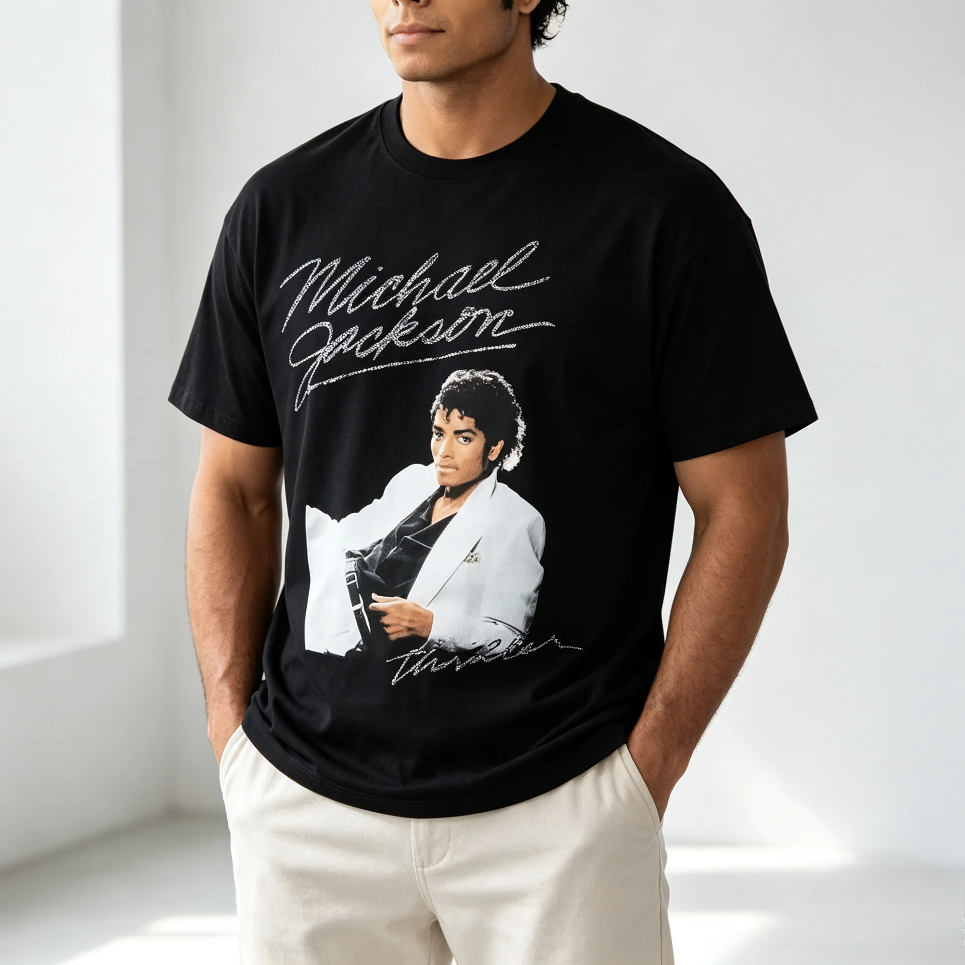 2026 New Design - Paying Tribute To Michael Jackson - Printed Short-Sleeved Loose Round-neck Cotton Shirt for Men and Women