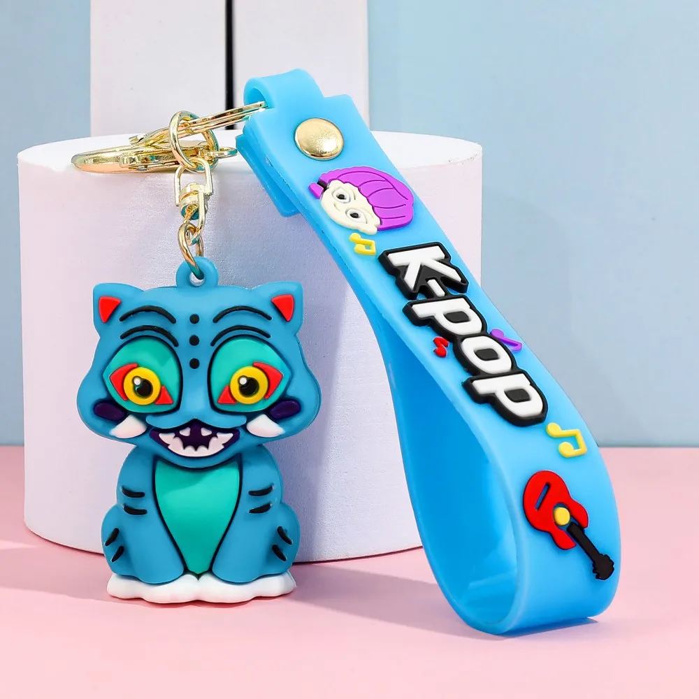 جديد KPOP شيطان الصيادين النمر الصغير المفاتيح قلادة الكرتون أنيمي الوحش هانت فتاة حلقة رئيسية حقيبة معلقة الديكور هدية