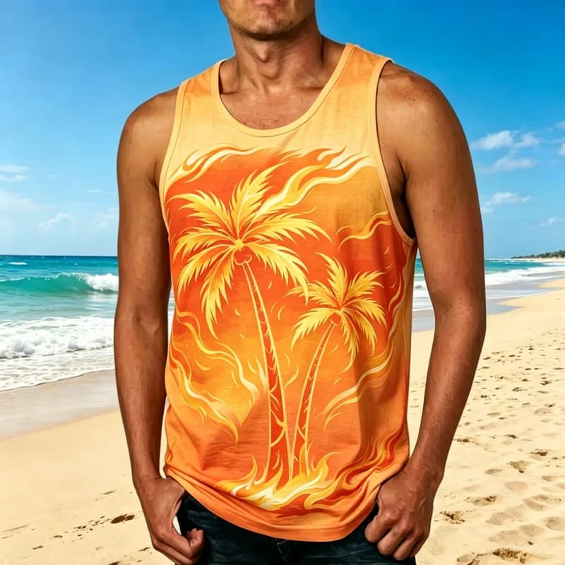 Men's Casual Summer Tank Tops with Allover Prints, with a casual and fashionable style,  beach vacations and outdoor activities