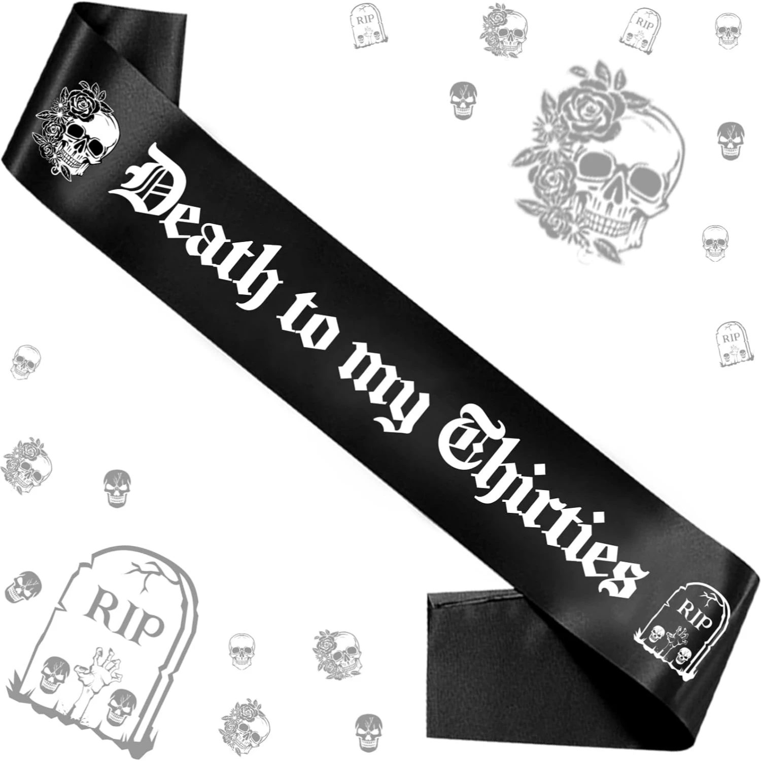 وشاح Death to My Thirties، Rip to My 30s زينة عيد الميلاد، جنازة سوداء لمستلزمات حفلات أعياد الميلاد الأربعين لشبابي #1