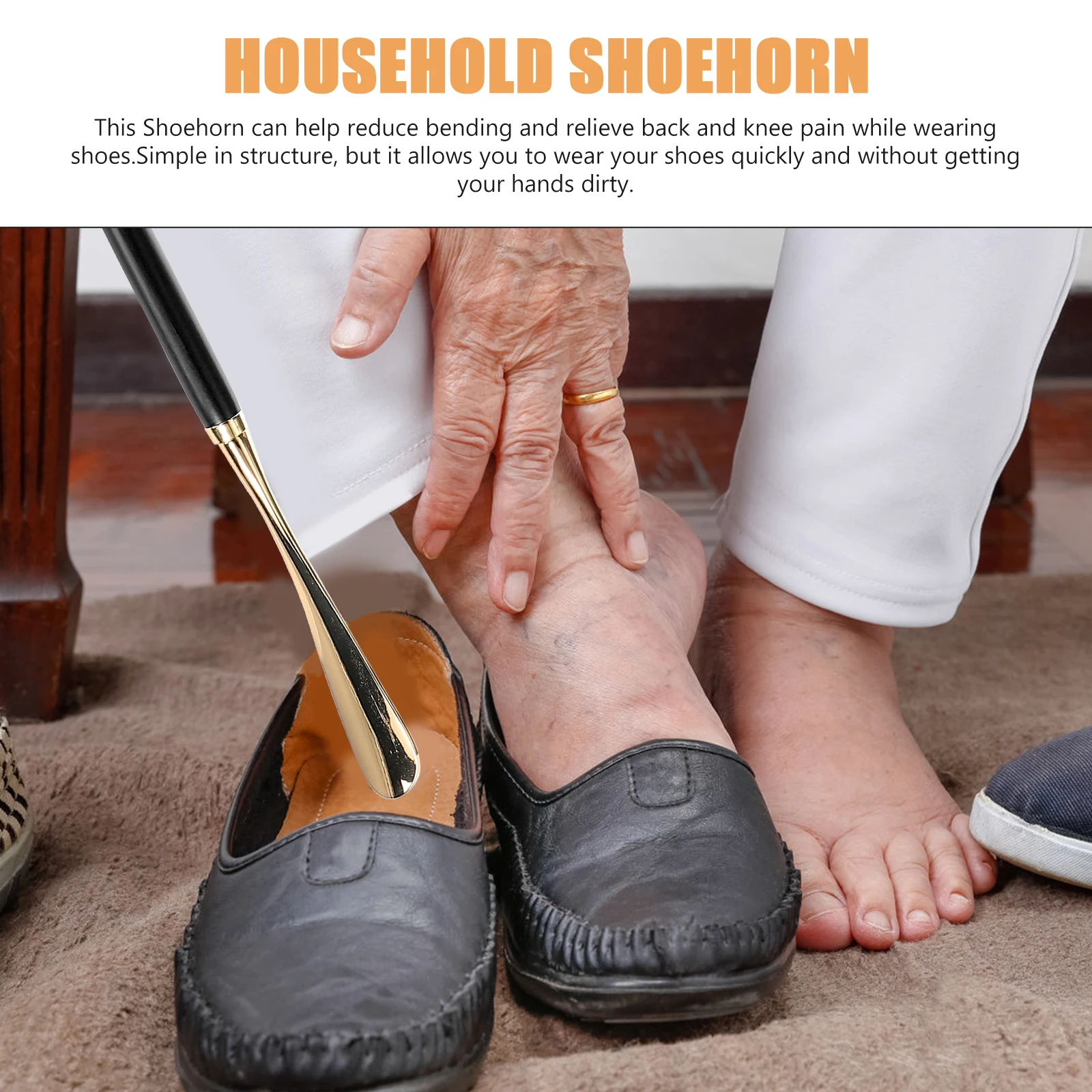 Long Handle Wooden Shoe Horn for Easy Wearing Smooth Edges Back Pain Relief Gift for Elderly Portable Shoe Lifter Household