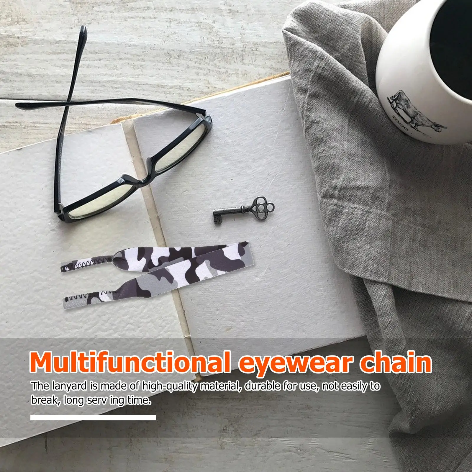 2PCS แว่นตา Lanyards Camouflage สไตล์หน้ากากแขวนเชือก Anti Lost จี้ Neoprene ตกแต่งปรับความยาวปฏิบัติ