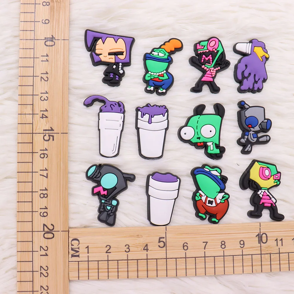 1-12Pcs Comic Frogs Purple Drinks Monster Shoes Button Charms Decorations DIY Boys Girls Birthday Gifts