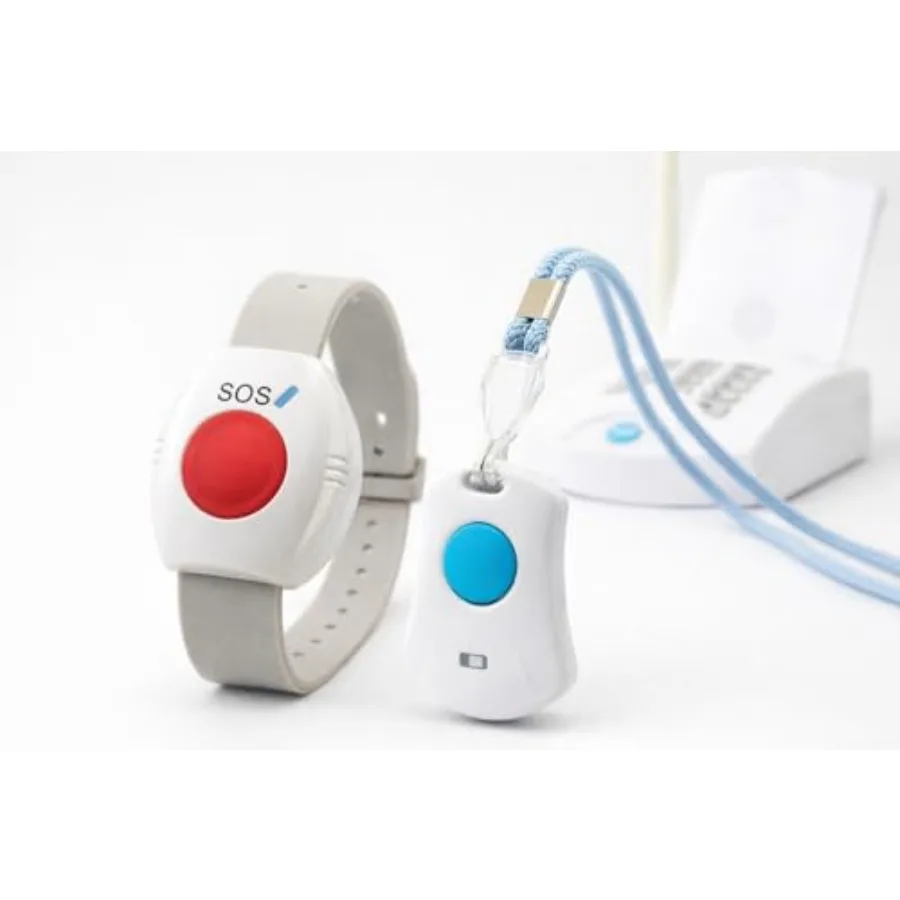 Medical Alert System for elderly home use, durable plastic, white, no monthly fees with necklace panic button and waterproof wr