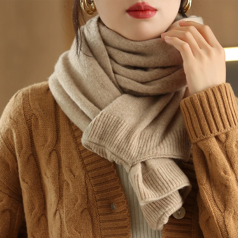 100% Merino Wool New Fashion Spring Cardigan Women\'s Elegant Soft Knit Shawl Korean Style Shawl Loose Solid Color Scarf