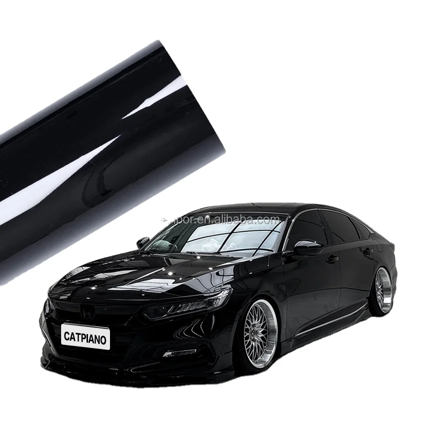Hoogste kwaliteit glanzend zwart vinyl wrap film glanzend zwart wrapping film helder zwart vinyl wrap 8.5mil kleur Ppf