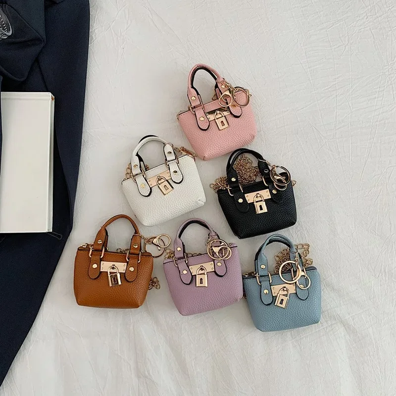 2026 Girls Hand-held Small Square Bag 2025 Summer New Classic Children Carrying One-shoulder Messenger Bag. Wallet Keychain