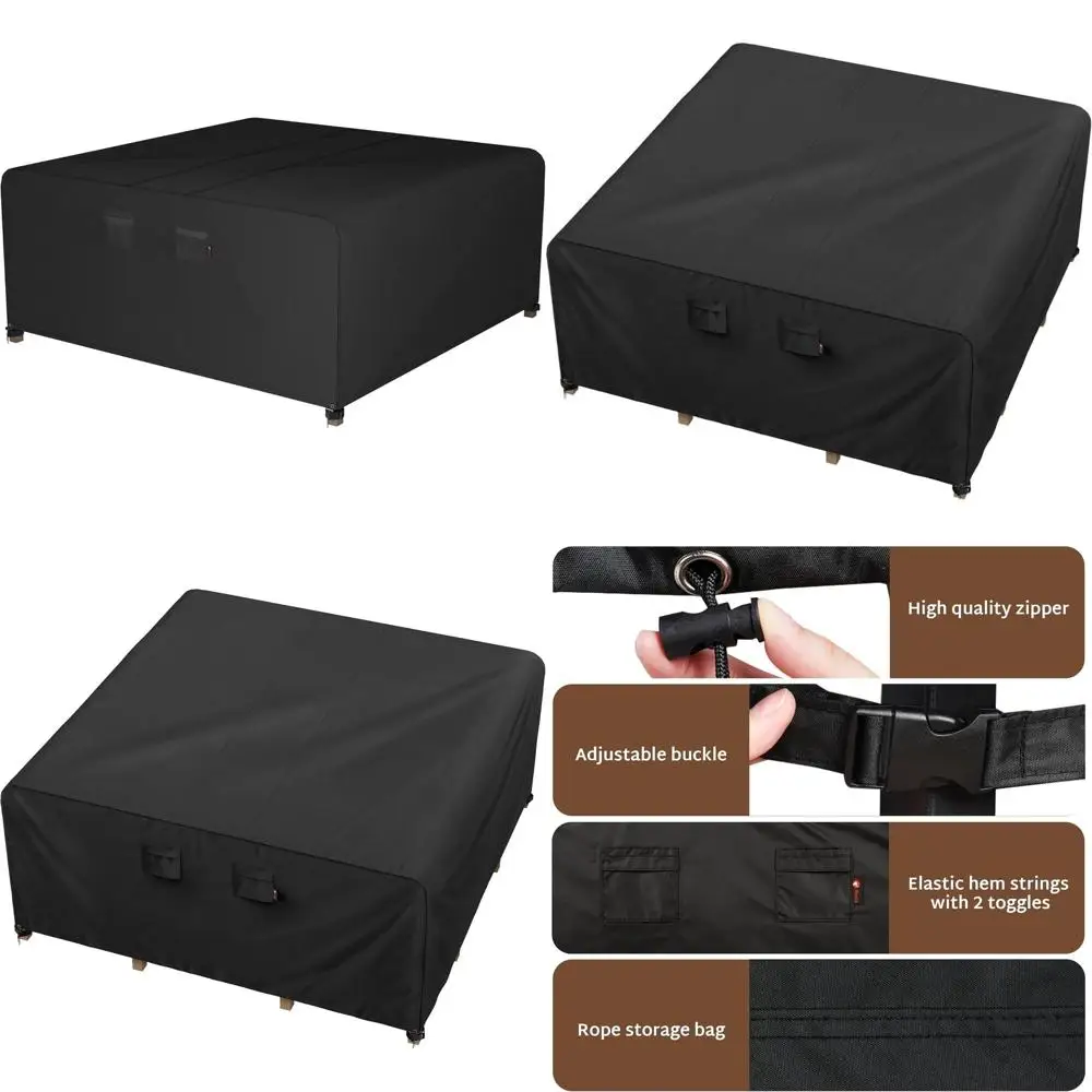 Waterproof Outdoor Patio Furniture Cover 126x126 for Square Dining Set, Heavy Duty 600D Protection